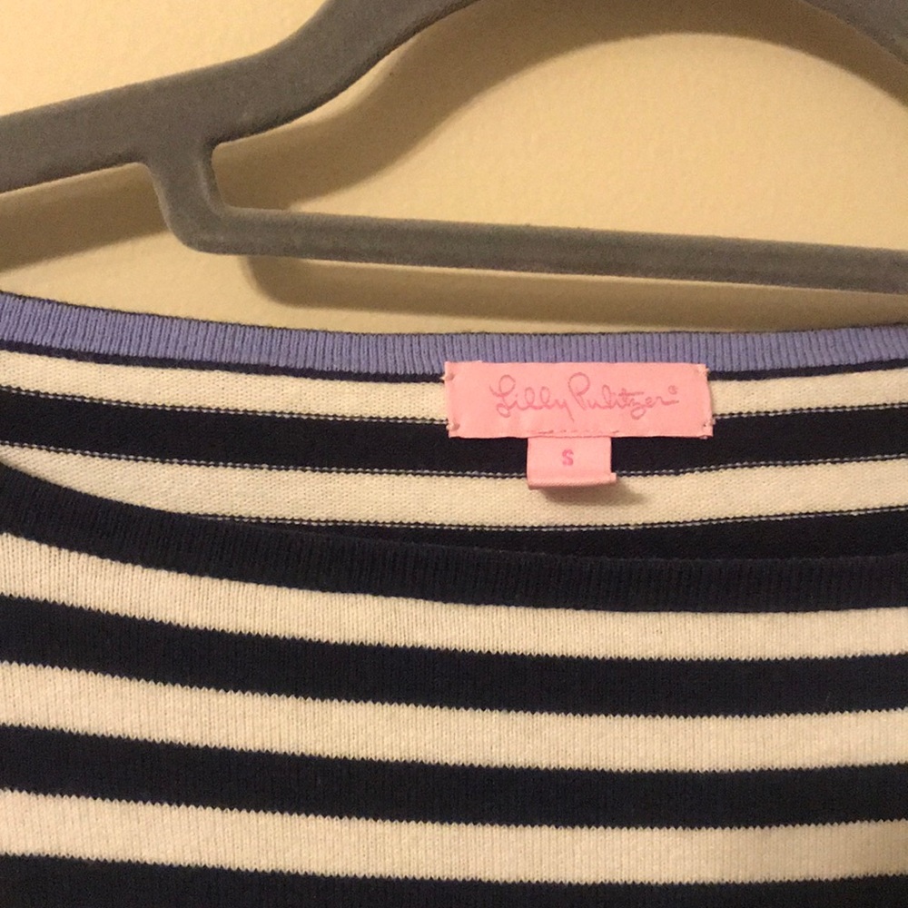 🌴Lilly Pulitzer Lavender and Navy Stripe Sweater - Picture 3 of 5